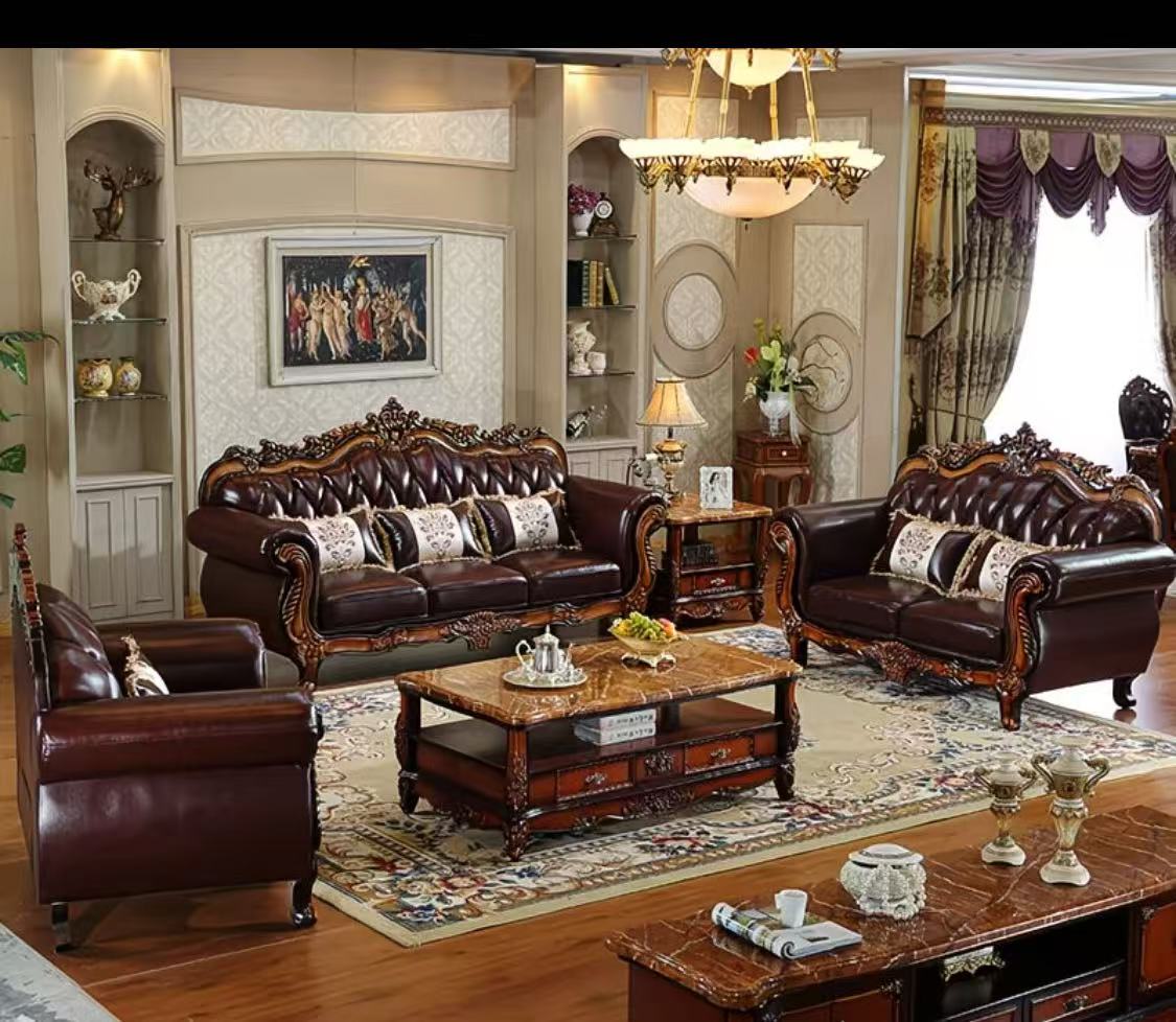 Royal Style and Classic Leather  Lounge Suite 1+2+3