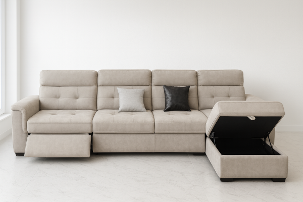 Modern Multi-Functional Electric Recliner Corner Sofa with Sofa Bed & Storage