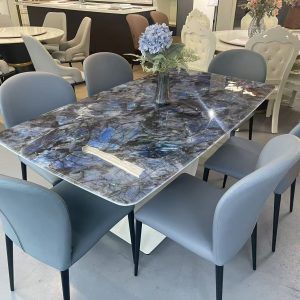 Blue gemstone pattern stone Table